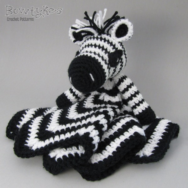 Zany Zebra Lovey - CROCHET PATTERN instant download  - blankey, blankie, security blanket