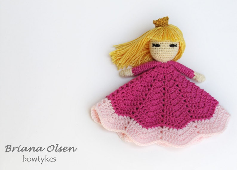 Pretty Princess Lovey CROCHET PATTERN instant download blankey, blankie, security blanket image 1