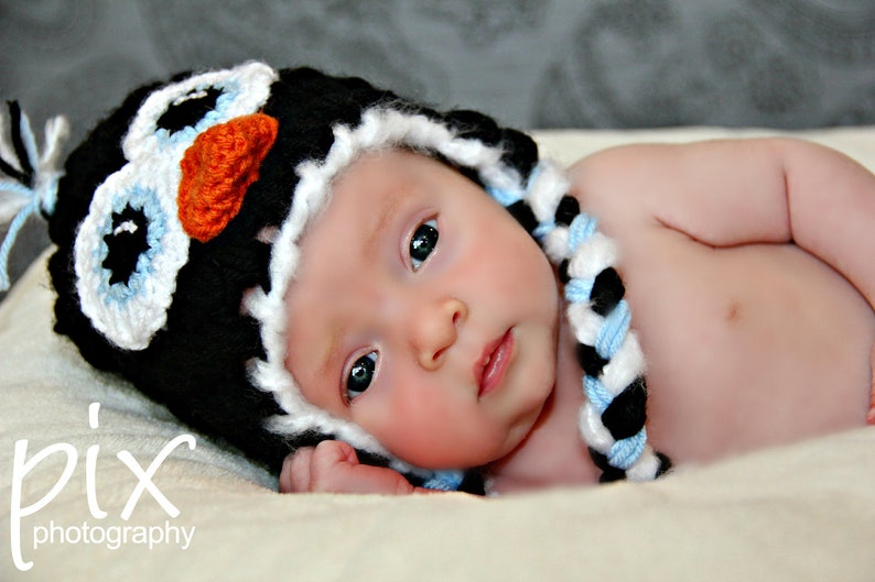 Penguin Earflap Hat CROCHET PATTERN instant download image 2