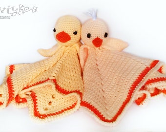 Chick and Duck Lovey CROCHET PATTERN instant download - blankey, blankie, security blanket