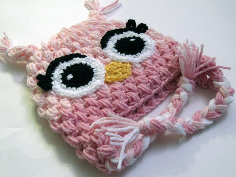 Hooty Owl Hat CROCHET PATTERN instant download with sleepy, plain eyes, and eyelashes image 4