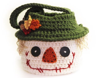 Scarecrow Basket CROCHET PATTERN instant download - bag bowl