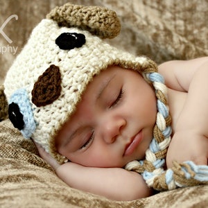 Patchy Puppy Earflap Hat CROCHET PATTERN Instant Download Dog Beanie - Etsy