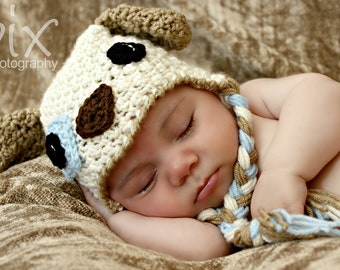 Patchy Puppy Earflap Hat CROCHET PATTERN instant download dog beanie