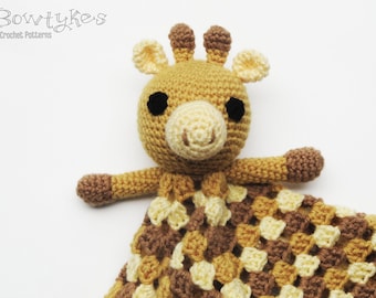 Giraffe Lovey CROCHET PATTERN instant download - blankey, blankie, security blanket