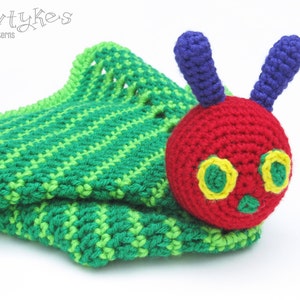 Caterpillar Lovey CROCHET PATTERN instant download blankey, blankie, security blanket image 1