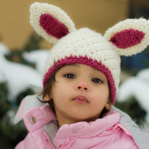 Bunny Beanie CROCHET PATTERN instant download - rabbit hat