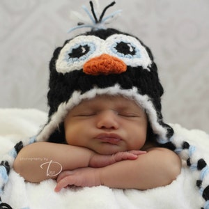 Penguin Earflap Hat CROCHET PATTERN instant download