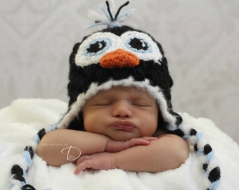 Penguin Earflap Hat CROCHET PATTERN instant download