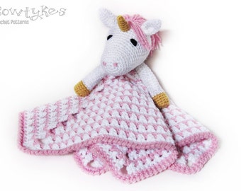 Unicorn Lovey CROCHET PATTERN instant download - blankey, blankie, security blanket