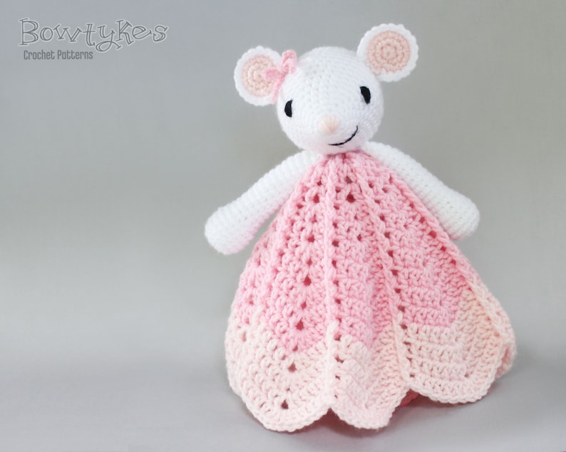 Wee Mouse Lovey CROCHET PATTERN instant download blankey, blankie, security blanket image 3