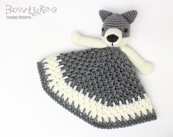 Wolf Lovey CROCHET PATTERN instant download - blankey, blankie, security blanket