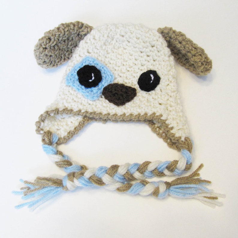 Patchy Puppy Earflap Hat CROCHET PATTERN instant download dog beanie image 3