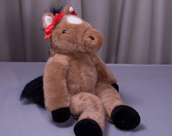 Vintage 1997 Build-A-Bear Floppy Pony Horse WITH Pawsenclaws Equestrian Outfit