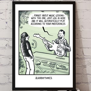 Lustiges Poster humorvolle Cartoon Wand Kunst Algorithmus Gitarre Witz digitaler download handgezeichnet