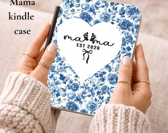 Custom Mama Est 2026 Kindle Case, Bookish Gift for Mom, Cute Mother's Day Gift for Smut Reader, Retro Embossed Flower Leather Kindle Case.