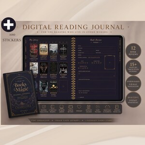 Digital Reading Planner, Fantasy Hyperlinks With 100 Bonus Stickers