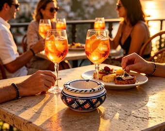 Posacenere in ceramica tunisina dipinto a mano / Posacenere decorativo in terracotta / Regalo unico fatto a mano