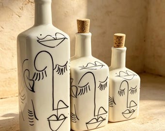 Ölkaraffe aus Keramik mit Ausgießer – Keramikflasche für Olivenöl – Hergestellt in Italien – Vintage-Kollektion