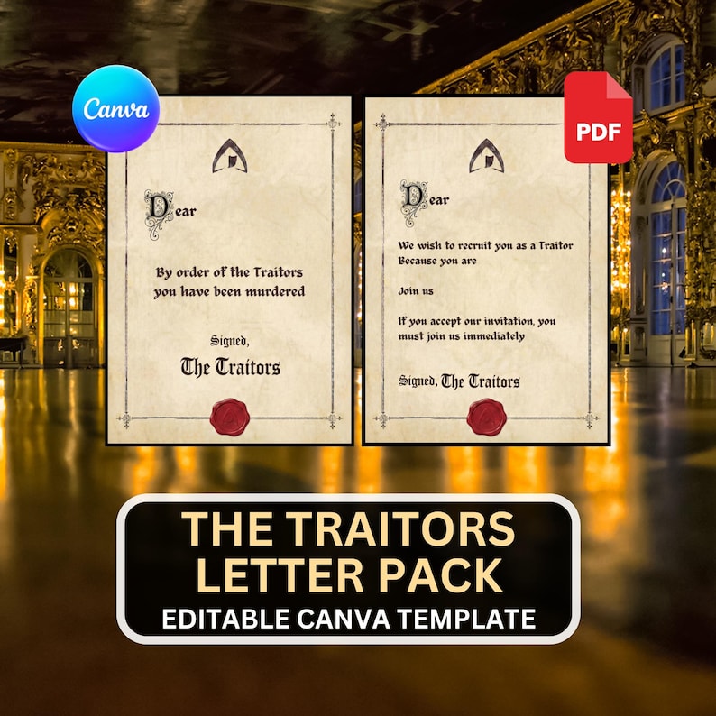 The Traitors Murder Letter Pack | Editable Canva Template | Murder and ...