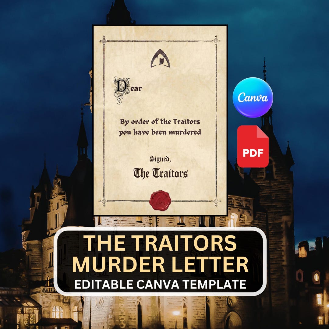 The Traitors Murder Letter Printable | Canva Template | Murder Letter ...