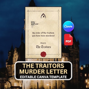 The Traitors Murder Letter Printable | Canva Template | Murder Letter | Traitors Game Prop | Party Game Download | Editable Printable Letter