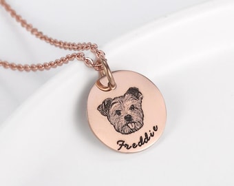 Benutzerdefinierte Pet Portrait Halskette personalisierte Geschenk Hund Halskette Haustier Schmuck Schmuck graviert Katze