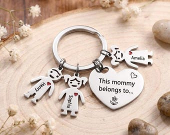 Personalisierter Mama Papa Schlüsselanhänger mit Namen für Kinder, Benutzerdefinierte Familien Schlüsselanhänger - Junge & Mädchen Anhänger - Geschenk für Mama, Geschenk für Papa, Familien Schmuck