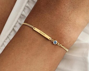 Personalisiertes Namensarmband mit Geburtsstein, benutzerdefiniertem Namensarmband, personalisiertem Schmuck Geschenk für Mutter, Schwester, beste Freundin