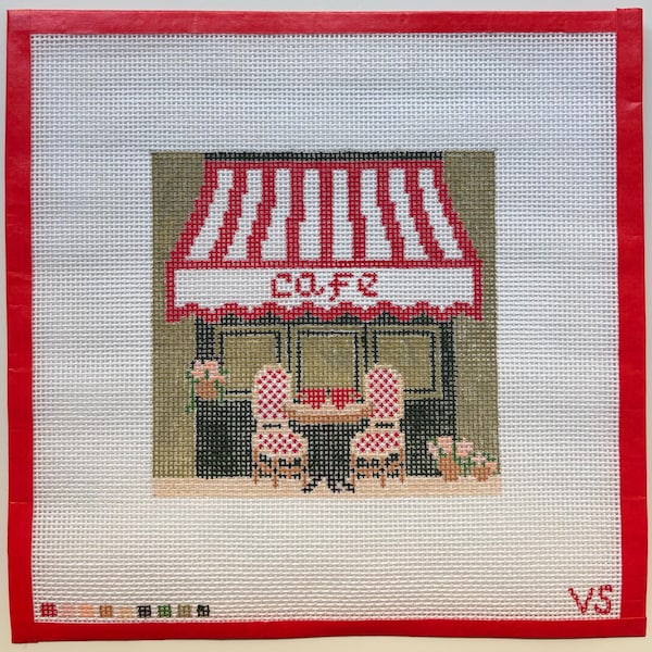Hand Painted Needlepoint Canvas - Parisian Cafe