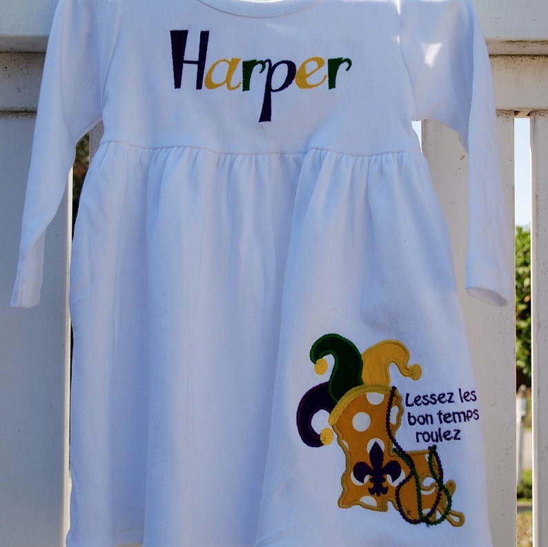 Mardi Gras Louisiana,Fleur DE Lis Applique Monag knit Dress New Orleans Mardi Gras