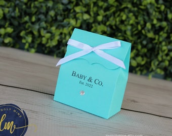 Light Teal Aqua Custom Favor Bags | Custom Printing,  Assembly Required, Baby & Co Bride Bridal Shower