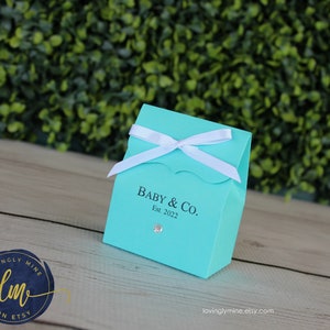 Light Teal Aqua Custom Favor Bags | Custom Printing,  Assembly Required, Baby & Co Bride Bridal Shower