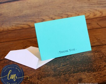 Thank You Cards with Mailing Envelopes in Light Teal, Aqua, Turquoise, Robin Egg Blue