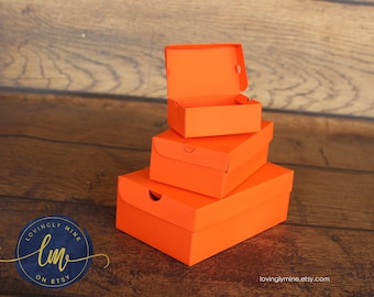 Orange DIY Shoe Box Favors in Orange 65lbs Cardstock - Available in Three Sizes, Assembly Required