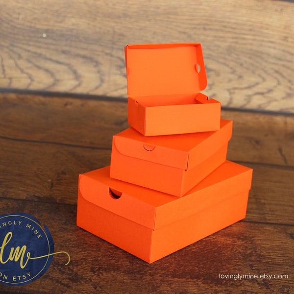 Orange DIY Shoe Box Favors in Orange 65lbs Cardstock - Available in Three Sizes, Assembly Required