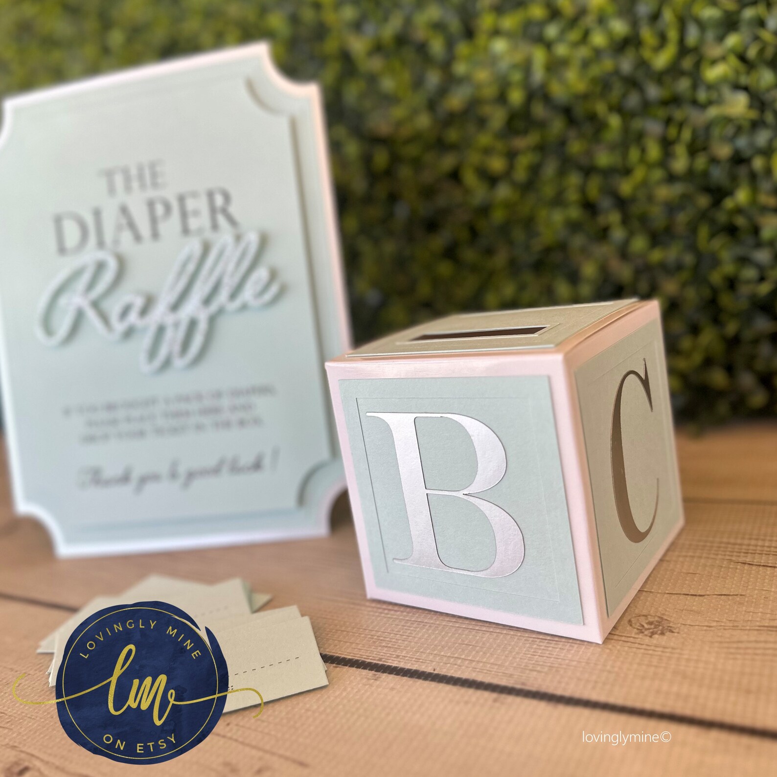 Diaper Raffle Game Kit With Sign Mini Card Box in Light Baby Blue ...