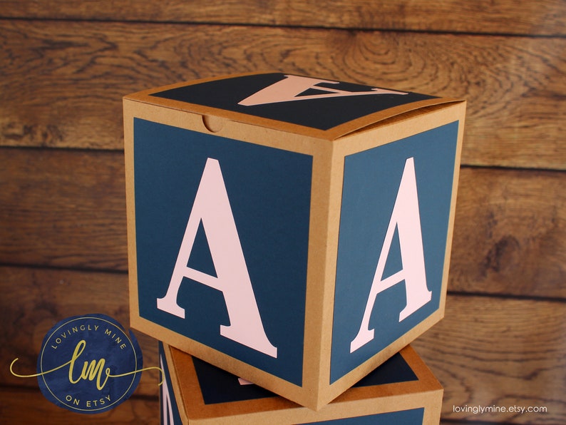 7 Inch Baby Block Decoration Boxes Rustic Natural Rural Kraft Etsy