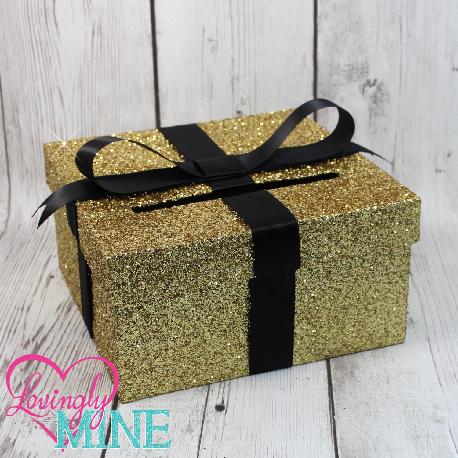 Cardbox Glitter Gold and Black Gift Money Box for Any Event Etsy
