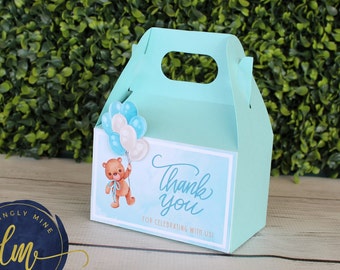 Mini Gable Favor Boxes, Teddy Bear, Over The Moon, Can't Bearly Wait, Simple Assembly or DIY Packages