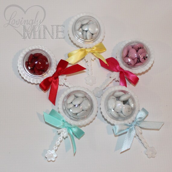 Items similar to Baby Rattles Baby Shower Favors with Satin Bow