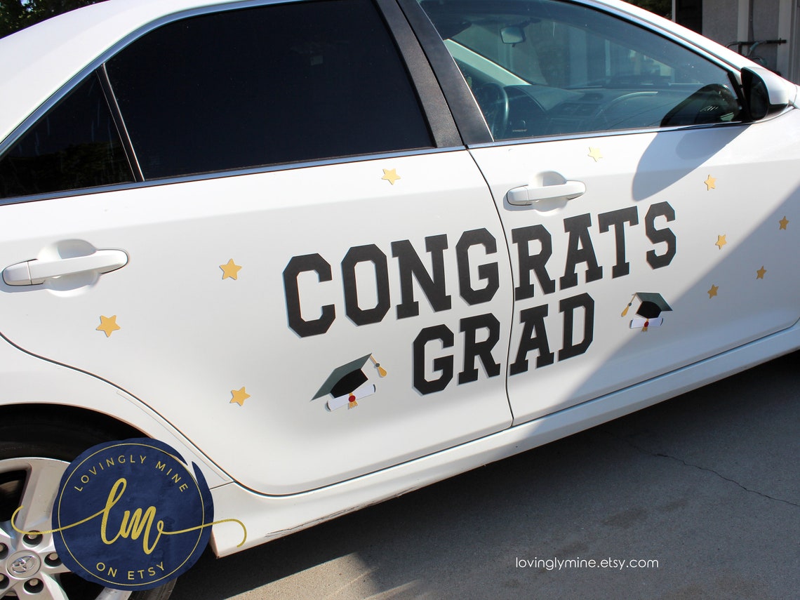 Car Decoration Congrats Grad Banners Graduation Car Etsy