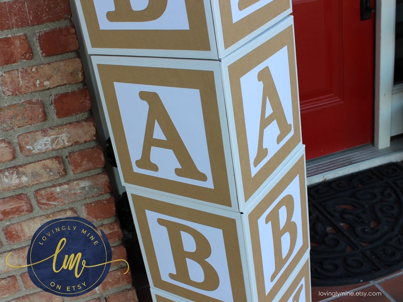 Large Baby Block Decoration Boxes 4 Blocks Spelling Baby Kraft Etsy