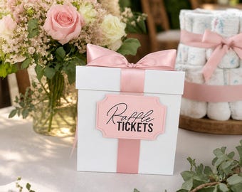 Mini Cards Box Size 7 inch Square, White with Blush Pink, Baby Shower Bridal, Birthday, Advise Box, Game Box, Raffle Box, Card