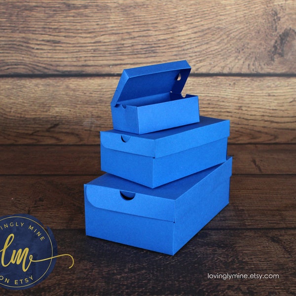 DIY Shoe Box Favors in Royal Blue 65lbs Cardstock - Available in Three Sizes, Assembly Required