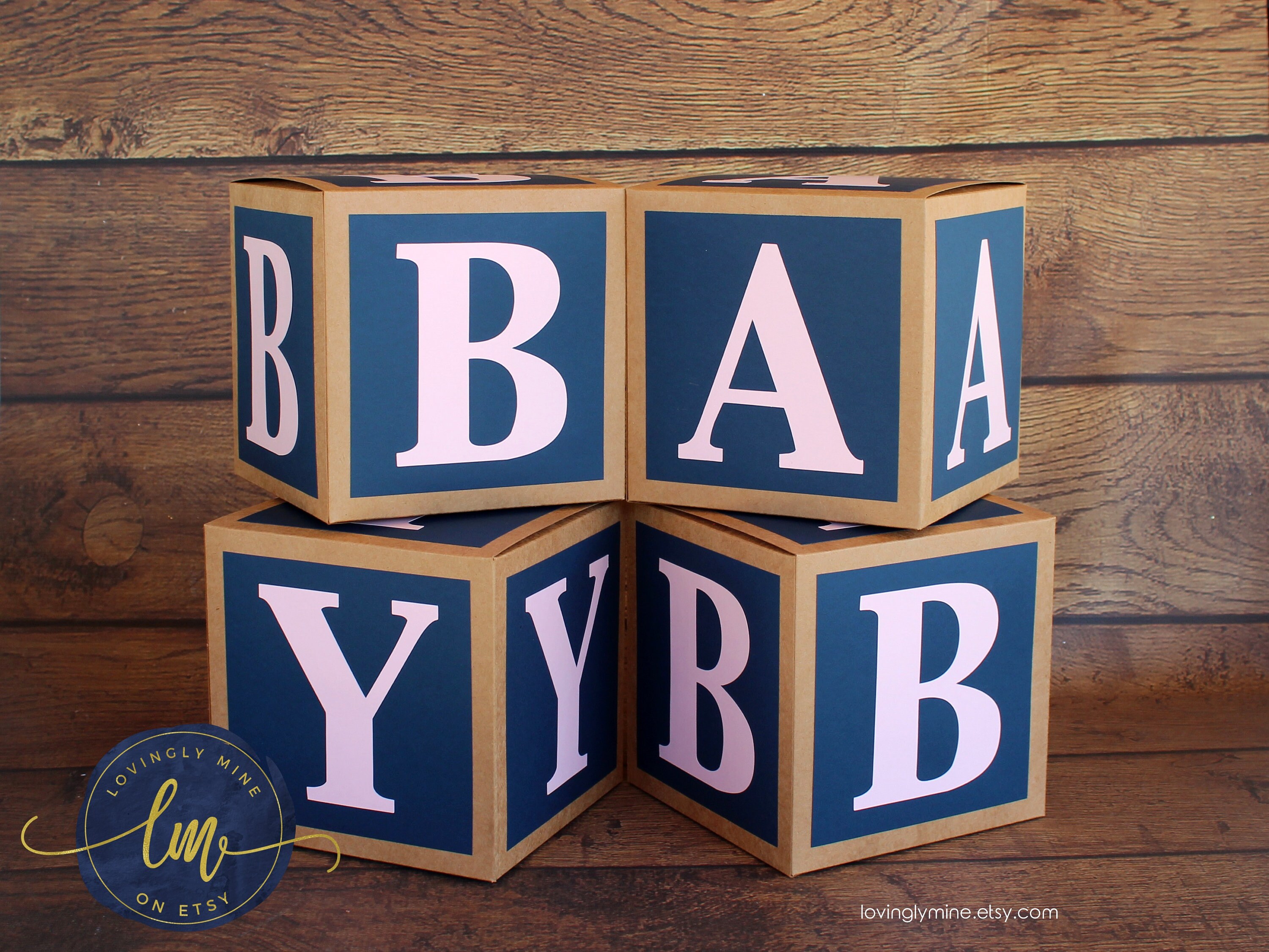 7 inch Baby Block Decoration Boxes Rustic Natural Rural Kraft Etsy