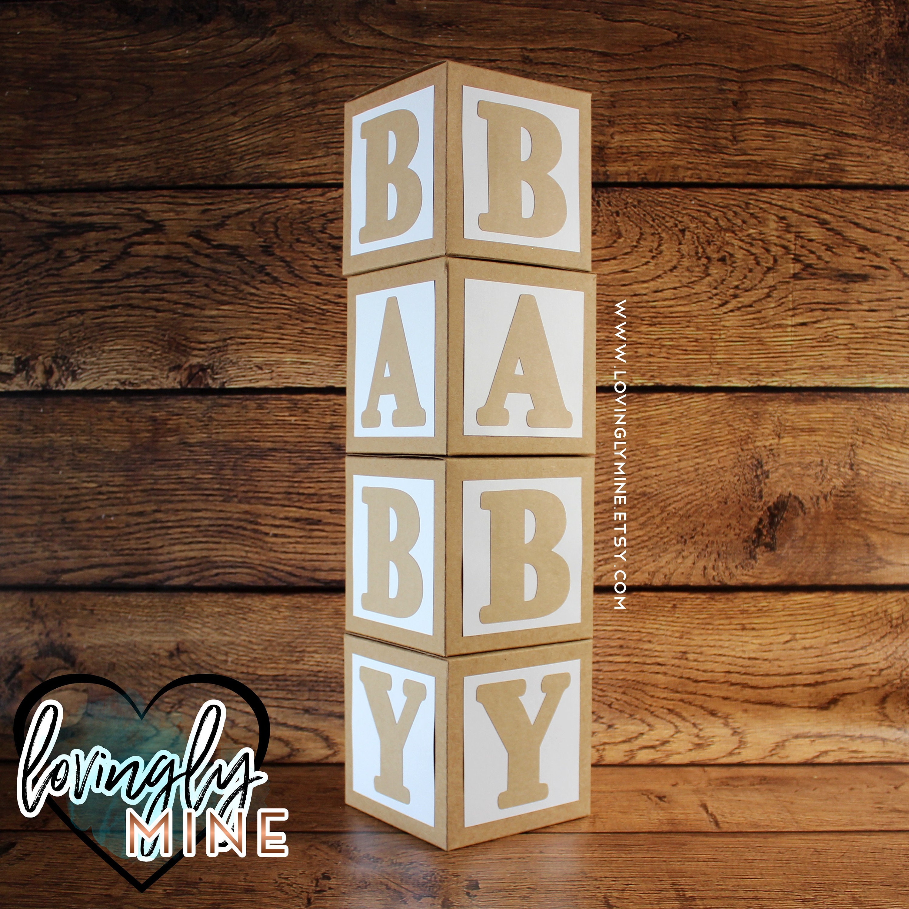 5 inch Baby Block Decoration Boxes Rustic Natural Kraft Brown Etsy