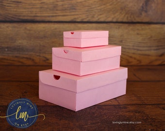 DIY Shoe Box Favors in Baby Pink 60lbs Cardstock - Available in Three Sizes, Assembly Required