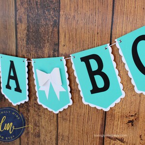 Custom Banners, Light Teal, Black and White Baby Shower Decor Bridal Shower Birthday Robin Egg Blue Aqua image 3