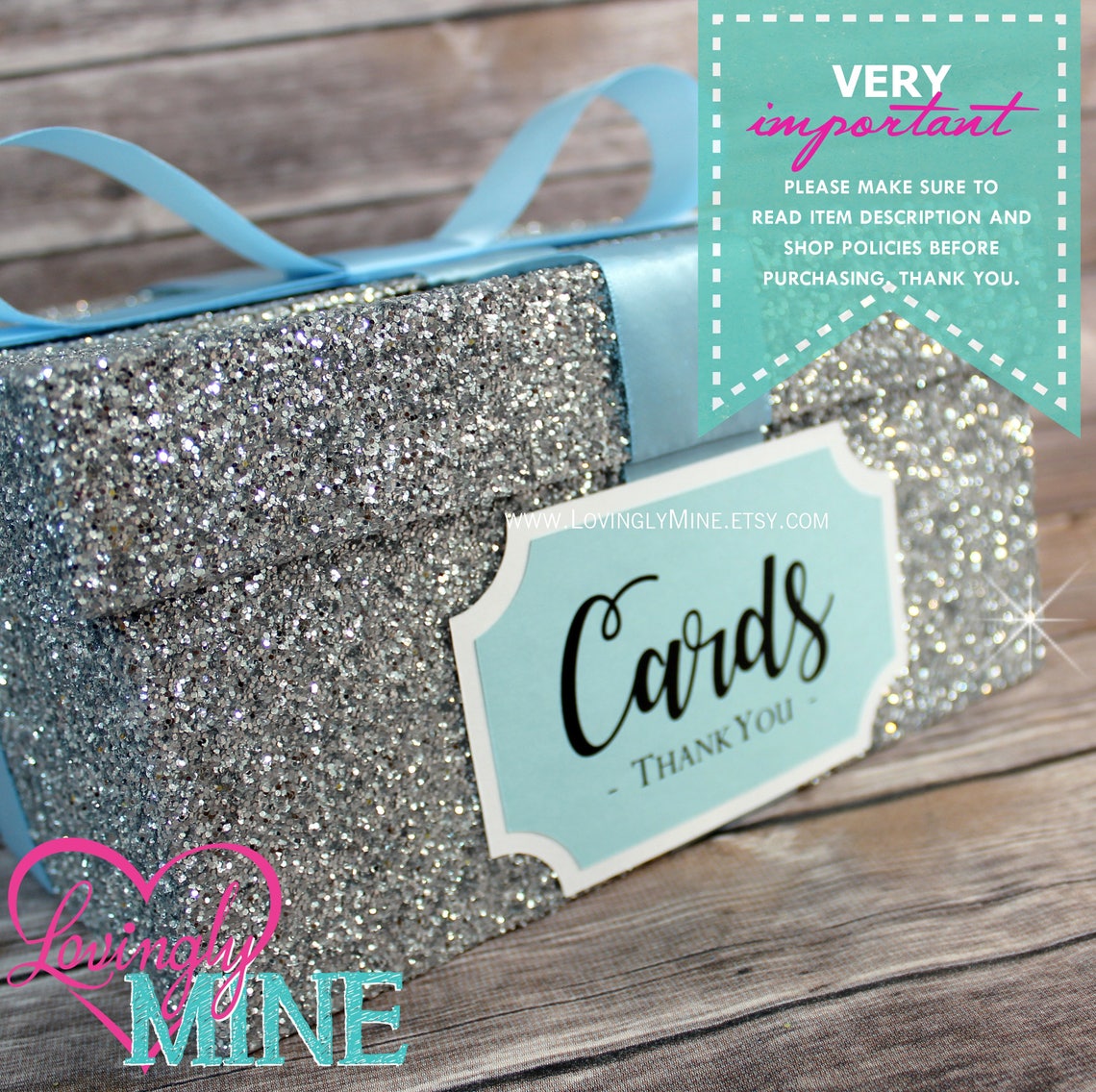 Card Box Glitter Silver & Baby Blue Gift Money Box for Any Etsy